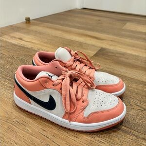 Air Jordan Coral and White Sneakers